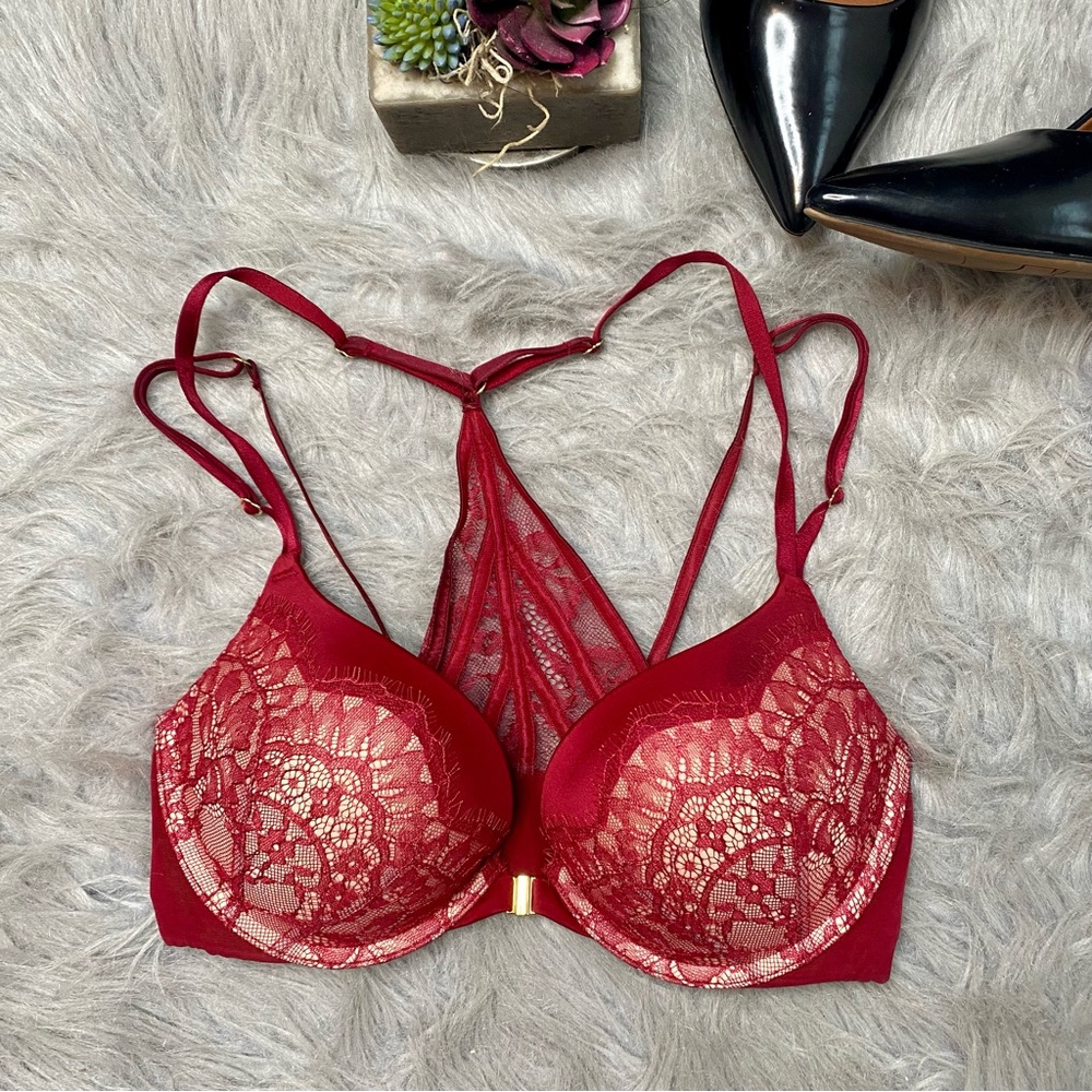 Front clasp lace bra 32D push-up
